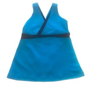 Lululemon deep V teal blue and black tank